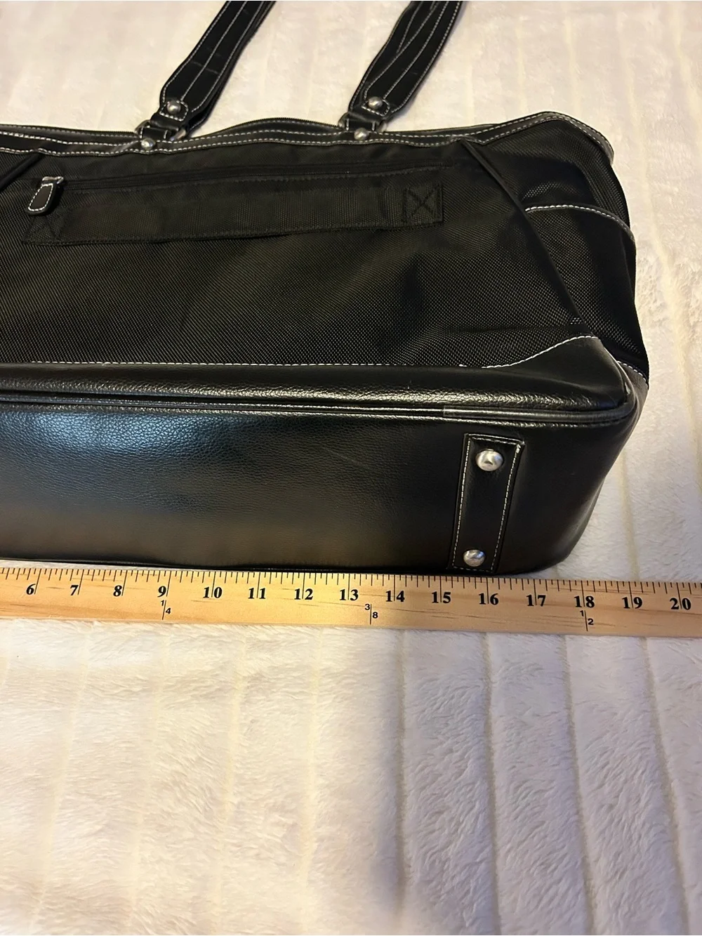Laptop Tote Bag Black Leather Classic Women’s Work Carry All Bag